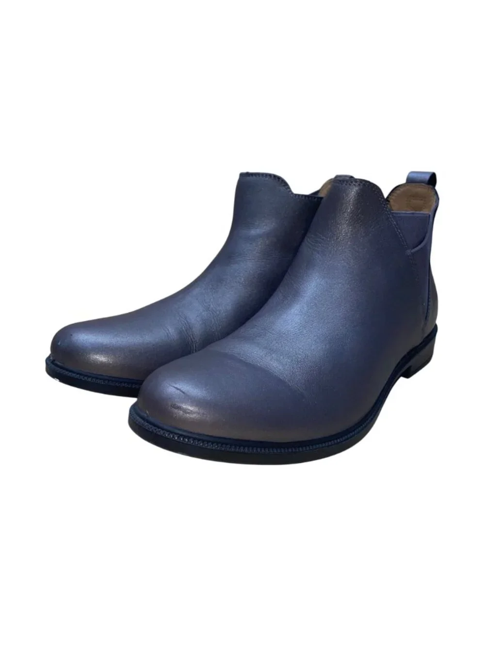 Hotter Women’s Metallic Gray Leather York Ankle Boots Size 8.5